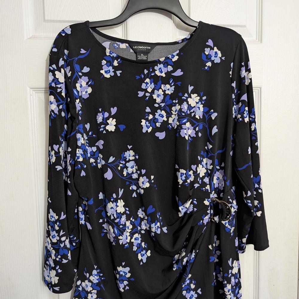 Floral Black and Blue Women's Top